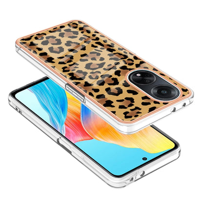 For OPPO A98 Electroplating Marble Dual-side IMD Phone Case(Leopard Print) - OPPO Cases by PMC Jewellery | Online Shopping South Africa | PMC Jewellery | Buy Now Pay Later Mobicred