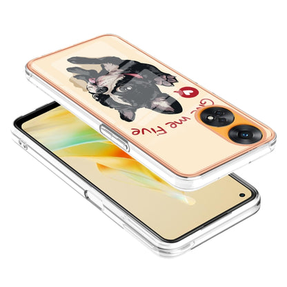 For OPPO Reno8 T 4G Electroplating Marble Dual-side IMD Phone Case(Lucky Dog) - OPPO Cases by PMC Jewellery | Online Shopping South Africa | PMC Jewellery | Buy Now Pay Later Mobicred