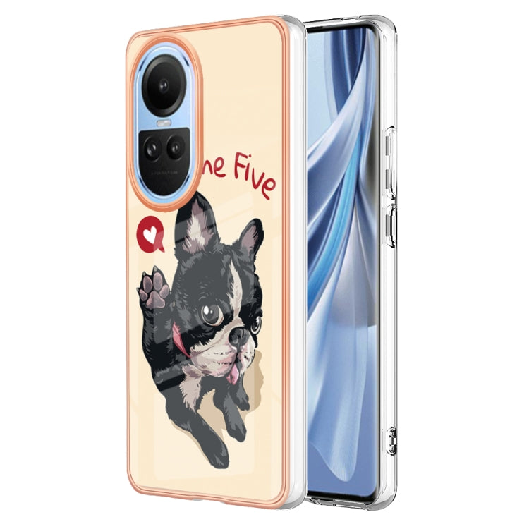 For OPPO Reno10 5G Global Electroplating Marble Dual-side IMD Phone Case(Lucky Dog) - OPPO Cases by PMC Jewellery | Online Shopping South Africa | PMC Jewellery | Buy Now Pay Later Mobicred