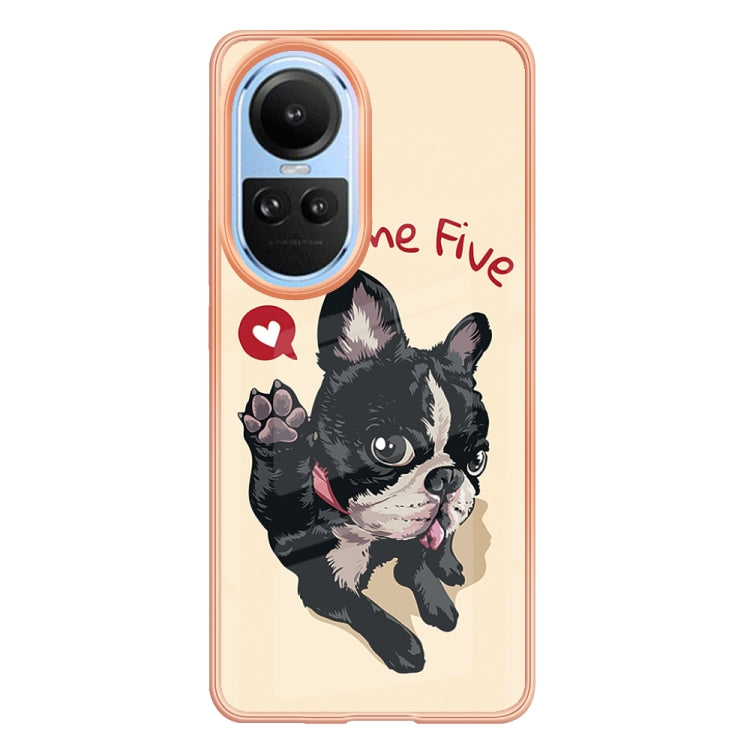 For OPPO Reno10 5G Global Electroplating Marble Dual-side IMD Phone Case(Lucky Dog) - OPPO Cases by PMC Jewellery | Online Shopping South Africa | PMC Jewellery | Buy Now Pay Later Mobicred