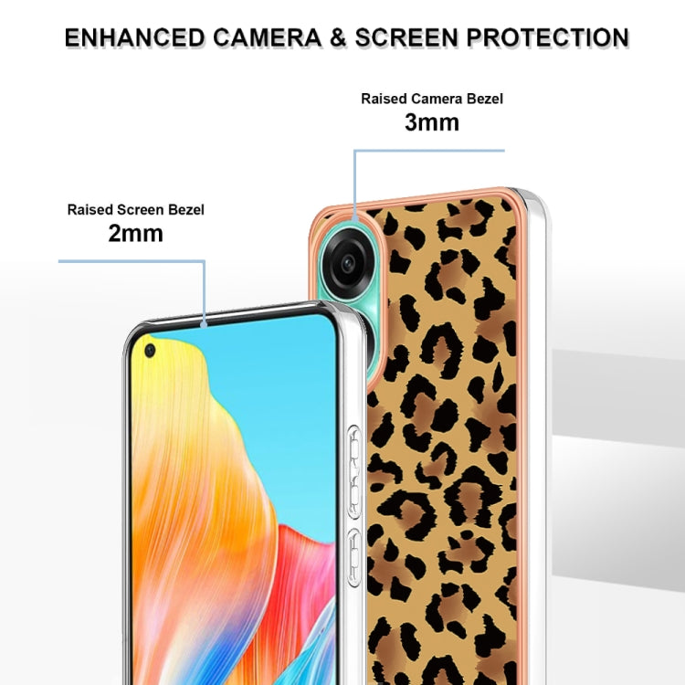 For OPPO A78 4G Electroplating Marble Dual-side IMD Phone Case(Leopard Print) - OPPO Cases by PMC Jewellery | Online Shopping South Africa | PMC Jewellery | Buy Now Pay Later Mobicred