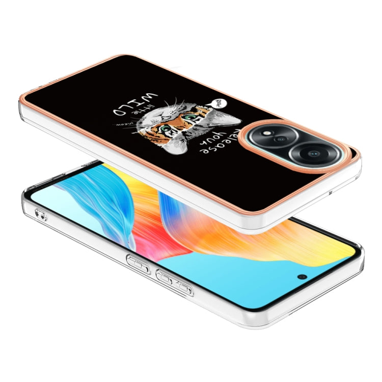 For OPPO A58 4G Electroplating Marble Dual-side IMD Phone Case(Natural Growth) - OPPO Cases by PMC TechLife | Online Shopping South Africa | PMC TechLife | Buy Now Pay Later Mobicred