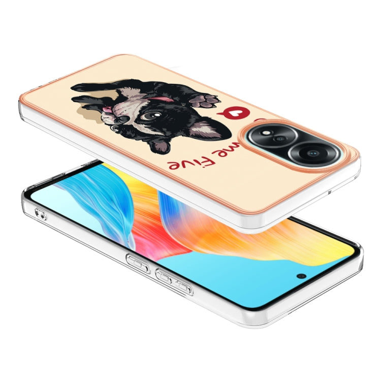 For OPPO A58 4G Electroplating Marble Dual-side IMD Phone Case(Lucky Dog) - OPPO Cases by PMC Jewellery | Online Shopping South Africa | PMC Jewellery | Buy Now Pay Later Mobicred