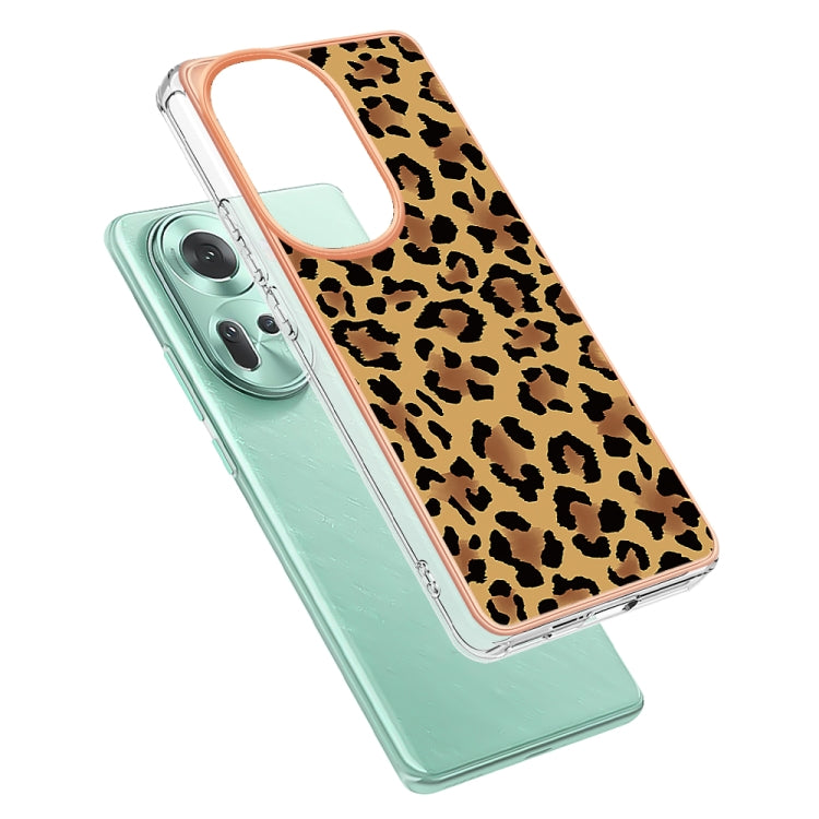 For OPPO Reno11 5G Global Electroplating Marble Dual-side IMD Phone Case(Leopard Print) - Reno11 Cases by PMC Jewellery | Online Shopping South Africa | PMC Jewellery | Buy Now Pay Later Mobicred