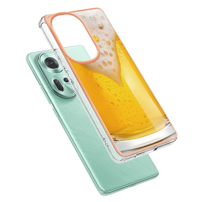 For OPPO Reno11 5G Global Electroplating Marble Dual-side IMD Phone Case(Draft Beer) - Reno11 Cases by PMC Jewellery | Online Shopping South Africa | PMC Jewellery | Buy Now Pay Later Mobicred