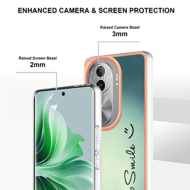 For OPPO Reno11 Pro 5G Global Electroplating Marble Dual-side IMD Phone Case(Smile) - Reno11 Pro Cases by PMC TechLife | Online Shopping South Africa | PMC TechLife | Buy Now Pay Later Mobicred