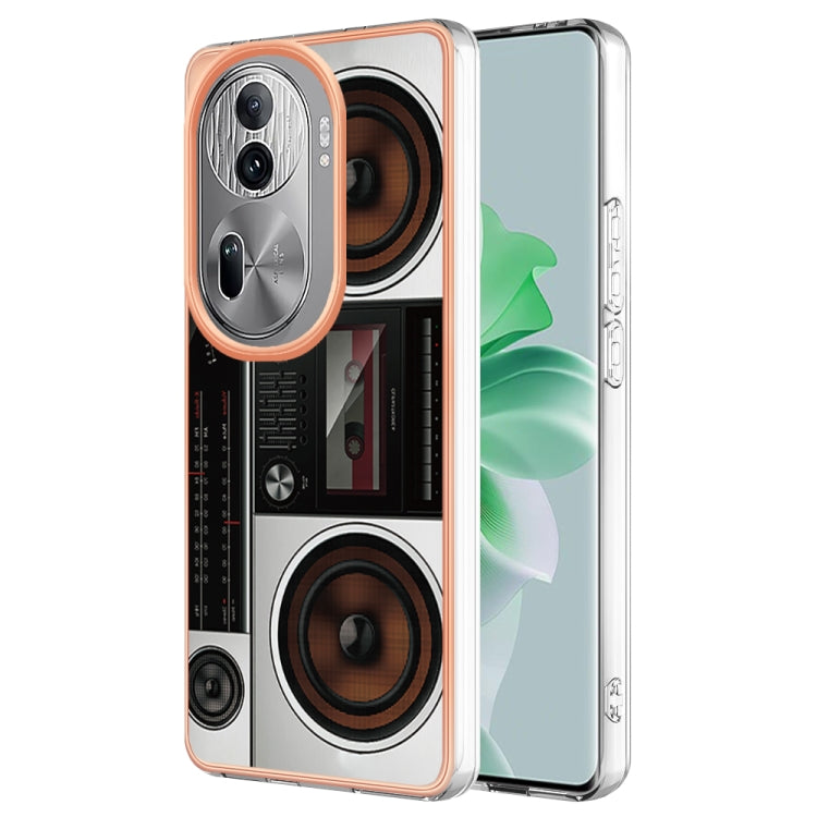 For OPPO Reno11 Pro 5G Global Electroplating Marble Dual-side IMD Phone Case(Retro Radio) - Reno11 Pro Cases by PMC Jewellery | Online Shopping South Africa | PMC Jewellery | Buy Now Pay Later Mobicred