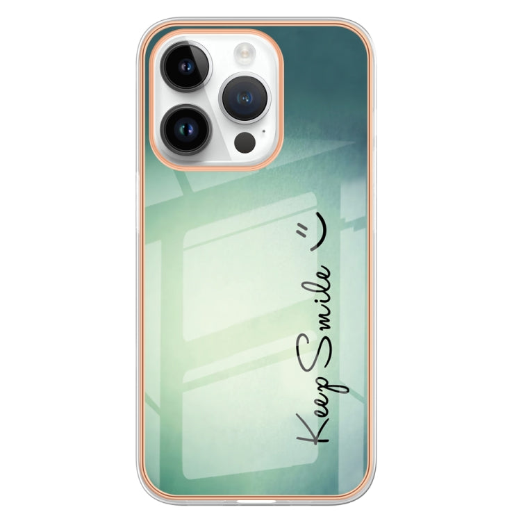 For iPhone 16 Pro Max Electroplating Marble Dual-side IMD Phone Case(Smile) - iPhone 16 Pro Max Cases by PMC Jewellery | Online Shopping South Africa | PMC Jewellery | Buy Now Pay Later Mobicred