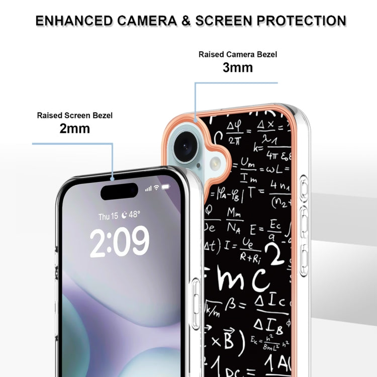 For iPhone 16 Plus Electroplating Marble Dual-side IMD Phone Case(Equation) - iPhone 16 Plus Cases by PMC Jewellery | Online Shopping South Africa | PMC Jewellery | Buy Now Pay Later Mobicred