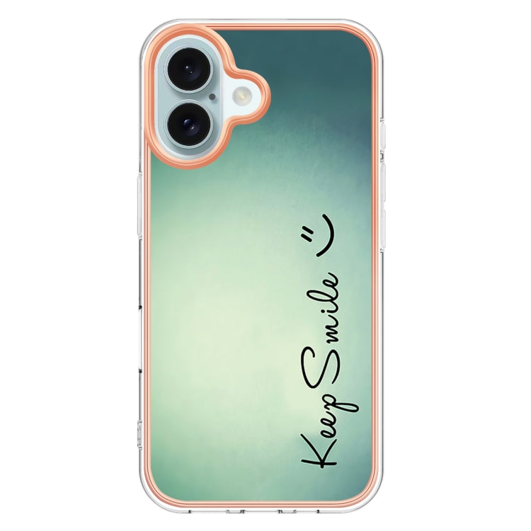 For iPhone 16 Electroplating Marble Dual-side IMD Phone Case(Smile) - iPhone 16 Cases by PMC TechLife | Online Shopping South Africa | PMC TechLife | Buy Now Pay Later Mobicred
