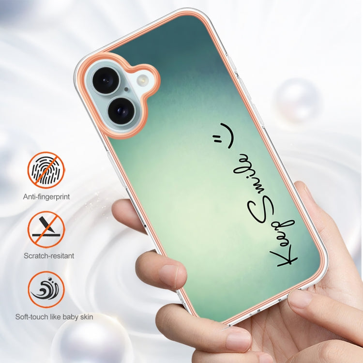 For iPhone 16 Electroplating Marble Dual-side IMD Phone Case(Smile) - iPhone 16 Cases by PMC TechLife | Online Shopping South Africa | PMC TechLife | Buy Now Pay Later Mobicred