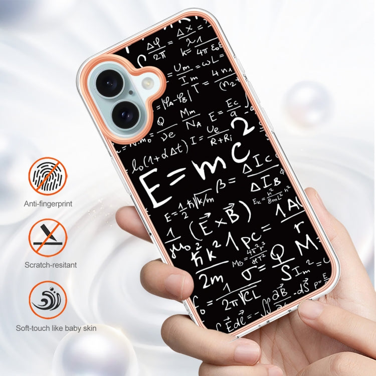 For iPhone 16 Electroplating Marble Dual-side IMD Phone Case(Equation) - iPhone 16 Cases by PMC TechLife | Online Shopping South Africa | PMC TechLife | Buy Now Pay Later Mobicred