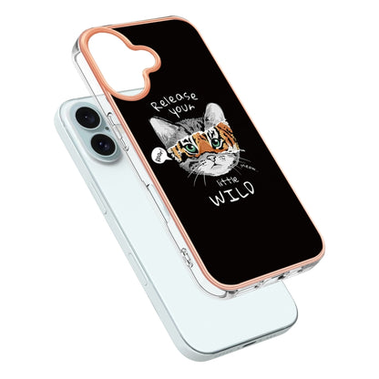 For iPhone 16 Electroplating Marble Dual-side IMD Phone Case(Natural Growth) - iPhone 16 Cases by PMC Jewellery | Online Shopping South Africa | PMC Jewellery | Buy Now Pay Later Mobicred