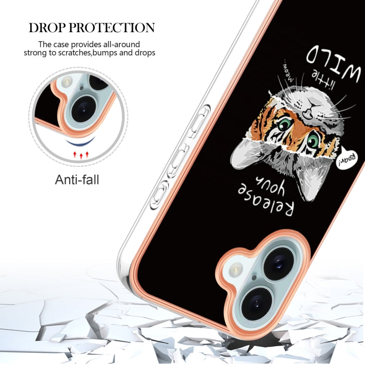 For iPhone 16 Electroplating Marble Dual-side IMD Phone Case(Natural Growth) - iPhone 16 Cases by PMC Jewellery | Online Shopping South Africa | PMC Jewellery | Buy Now Pay Later Mobicred