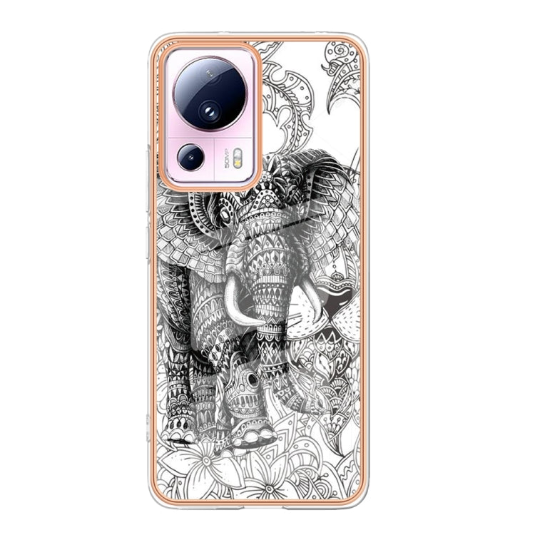 For Xiaomi 13 Lite 5G Electroplating Marble Dual-side IMD Phone Case(Totem Elephant) - 13 Lite Cases by PMC Jewellery | Online Shopping South Africa | PMC Jewellery | Buy Now Pay Later Mobicred