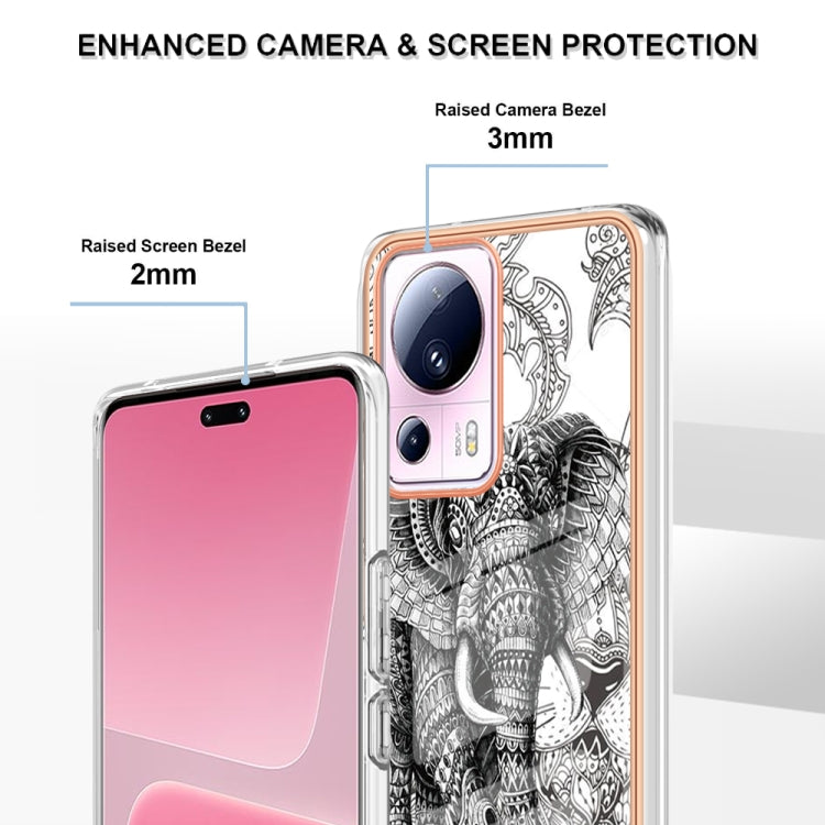 For Xiaomi 13 Lite 5G Electroplating Marble Dual-side IMD Phone Case(Totem Elephant) - 13 Lite Cases by PMC Jewellery | Online Shopping South Africa | PMC Jewellery | Buy Now Pay Later Mobicred