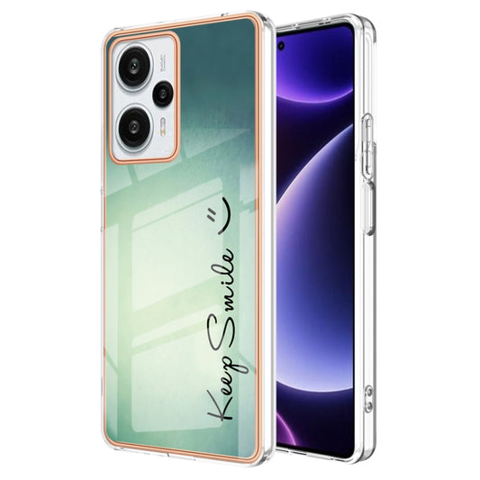 For Xiaomi Poco F5 / Redmi Note 12 Turbo Electroplating Marble Dual-side IMD Phone Case(Smile) - Xiaomi Cases by PMC Jewellery | Online Shopping South Africa | PMC Jewellery | Buy Now Pay Later Mobicred