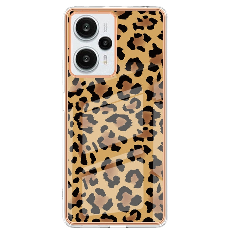 For Xiaomi Poco F5 / Redmi Note 12 Turbo Electroplating Marble Dual-side IMD Phone Case(Leopard Print) - Xiaomi Cases by PMC Jewellery | Online Shopping South Africa | PMC Jewellery | Buy Now Pay Later Mobicred