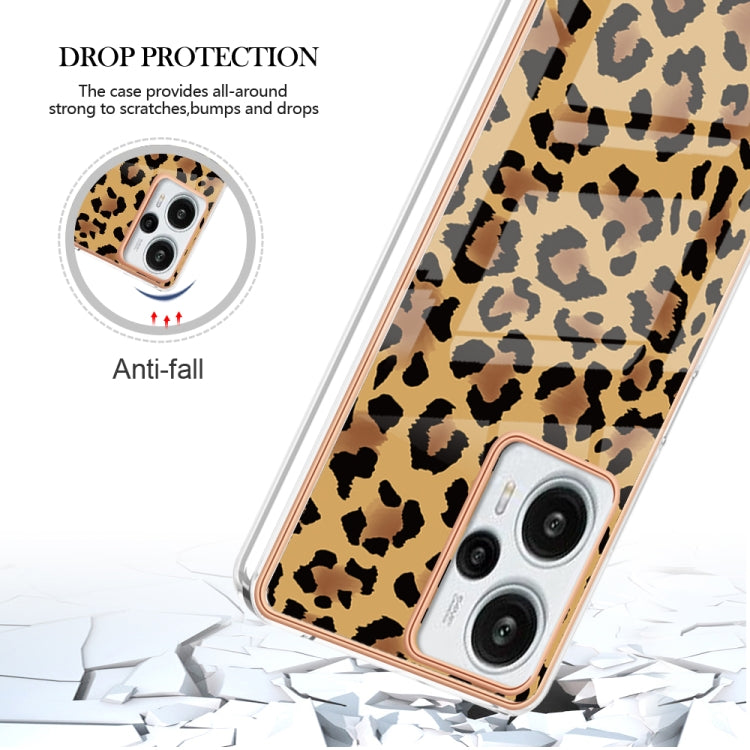 For Xiaomi Poco F5 / Redmi Note 12 Turbo Electroplating Marble Dual-side IMD Phone Case(Leopard Print) - Xiaomi Cases by PMC Jewellery | Online Shopping South Africa | PMC Jewellery | Buy Now Pay Later Mobicred