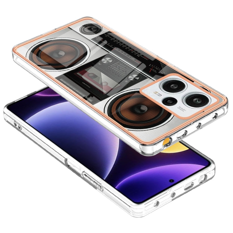 For Xiaomi Poco F5 / Redmi Note 12 Turbo Electroplating Marble Dual-side IMD Phone Case(Retro Radio) - Xiaomi Cases by PMC Jewellery | Online Shopping South Africa | PMC Jewellery | Buy Now Pay Later Mobicred