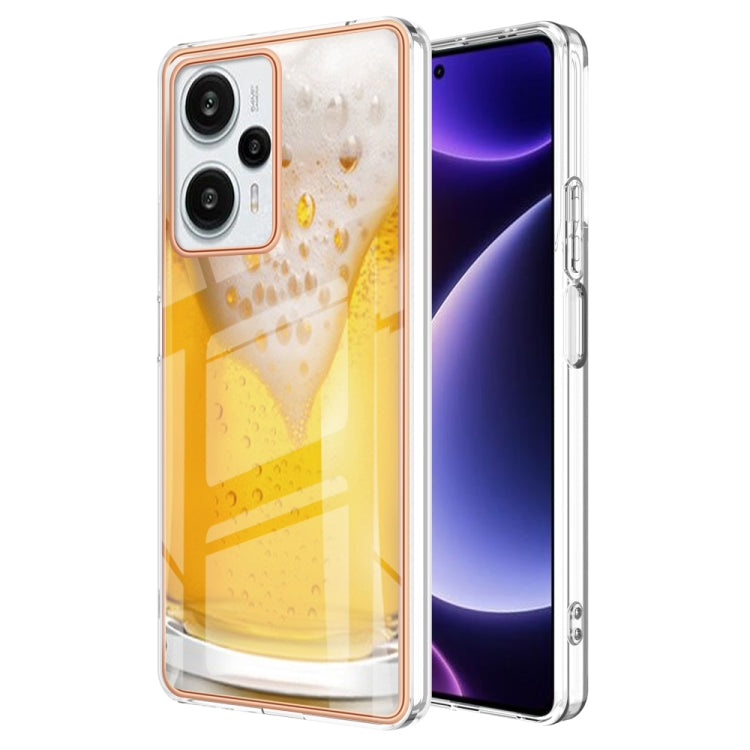 For Xiaomi Poco F5 / Redmi Note 12 Turbo Electroplating Marble Dual-side IMD Phone Case(Draft Beer) - Xiaomi Cases by PMC Jewellery | Online Shopping South Africa | PMC Jewellery | Buy Now Pay Later Mobicred