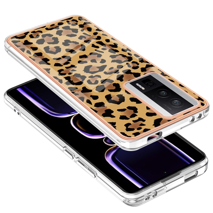 For Xiaomi Poco F5 Pro 5G / Redmi K60 Electroplating Marble Dual-side IMD Phone Case(Leopard Print) - Xiaomi Cases by PMC Jewellery | Online Shopping South Africa | PMC Jewellery | Buy Now Pay Later Mobicred