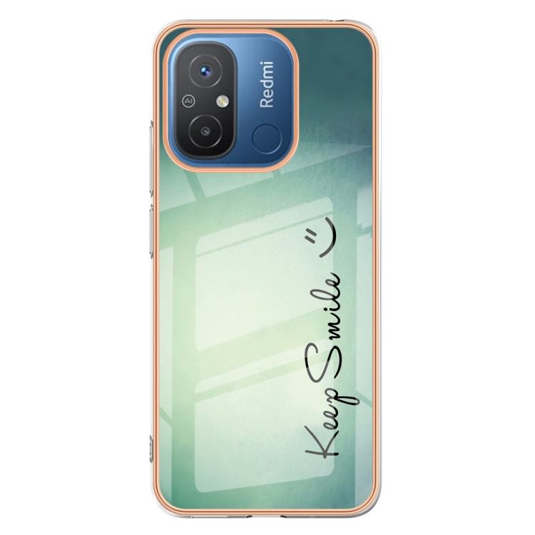 For Xiaomi Redmi 12C / 11A 4G Electroplating Marble Dual-side IMD Phone Case(Smile) - Xiaomi Cases by PMC Jewellery | Online Shopping South Africa | PMC Jewellery | Buy Now Pay Later Mobicred