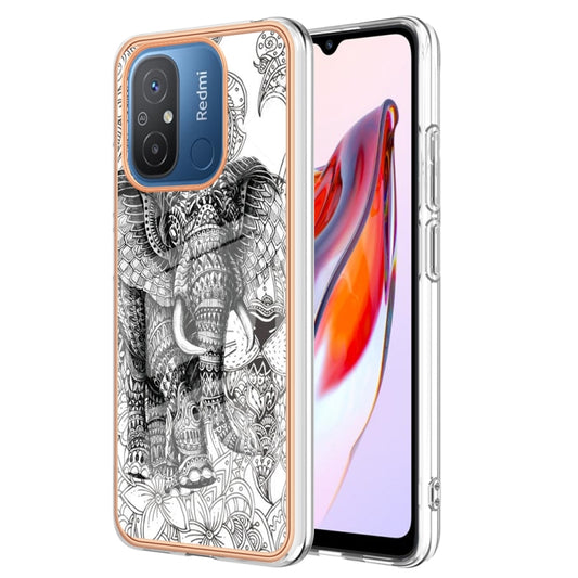 For Xiaomi Redmi 12C / 11A 4G Electroplating Marble Dual-side IMD Phone Case(Totem Elephant) - Xiaomi Cases by PMC Jewellery | Online Shopping South Africa | PMC Jewellery | Buy Now Pay Later Mobicred