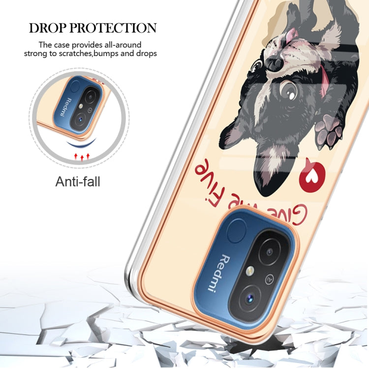 For Xiaomi Redmi 12C / 11A 4G Electroplating Marble Dual-side IMD Phone Case(Lucky Dog) - Xiaomi Cases by PMC Jewellery | Online Shopping South Africa | PMC Jewellery | Buy Now Pay Later Mobicred