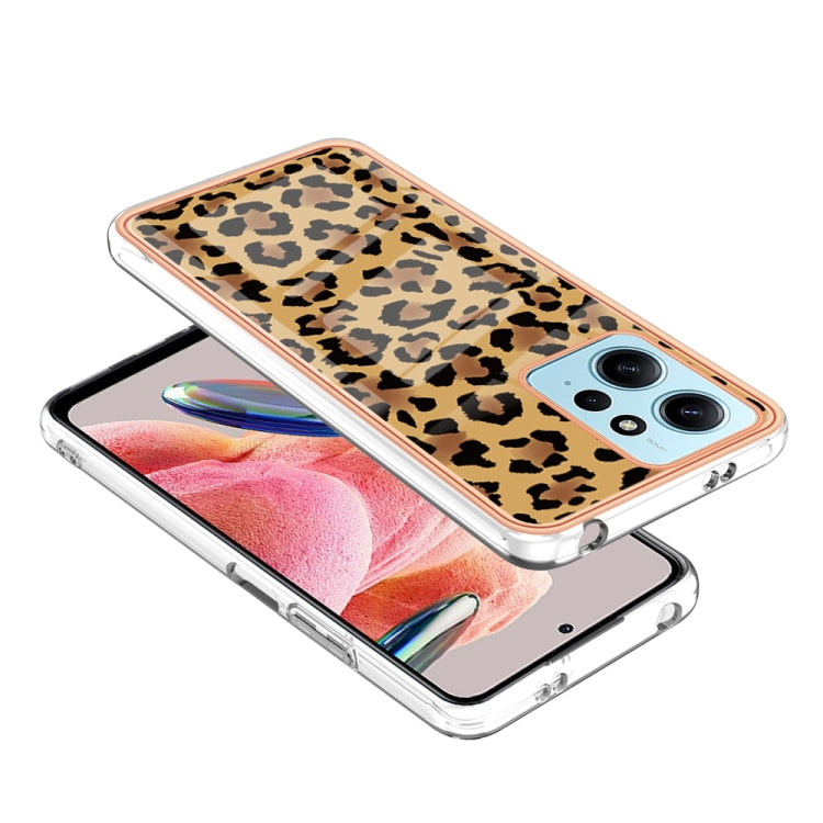 For Xiaomi Redmi Note 12 4G Electroplating Marble Dual-side IMD Phone Case(Leopard Print) - Xiaomi Cases by PMC TechLife | Online Shopping South Africa | PMC TechLife | Buy Now Pay Later Mobicred