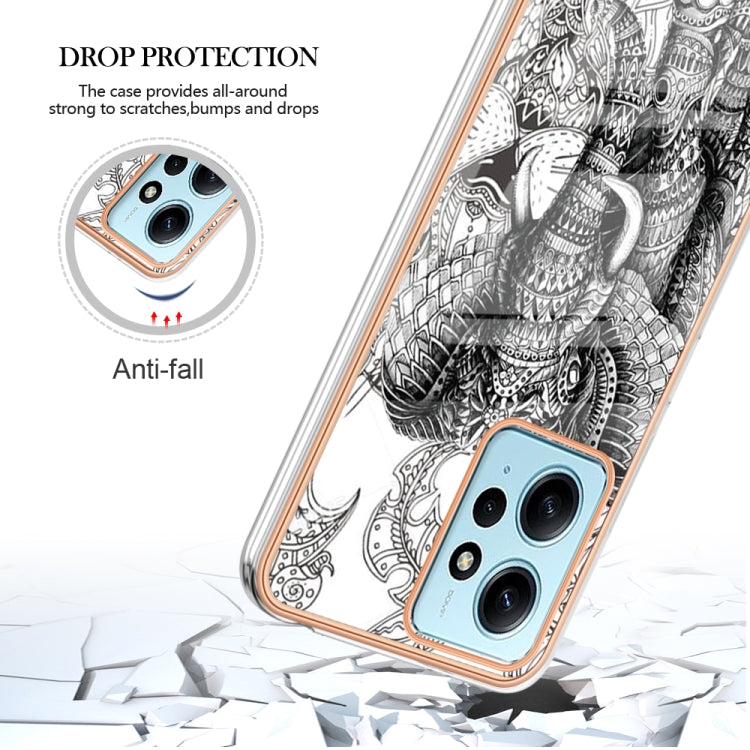 For Xiaomi Redmi Note 12 4G Electroplating Marble Dual-side IMD Phone Case(Totem Elephant) - Xiaomi Cases by PMC Jewellery | Online Shopping South Africa | PMC Jewellery | Buy Now Pay Later Mobicred