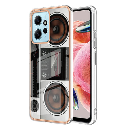 For Xiaomi Redmi Note 12 4G Electroplating Marble Dual-side IMD Phone Case(Retro Radio) - Xiaomi Cases by PMC Jewellery | Online Shopping South Africa | PMC Jewellery | Buy Now Pay Later Mobicred