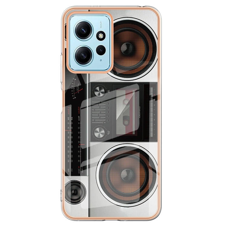 For Xiaomi Redmi Note 12 4G Electroplating Marble Dual-side IMD Phone Case(Retro Radio) - Xiaomi Cases by PMC Jewellery | Online Shopping South Africa | PMC Jewellery | Buy Now Pay Later Mobicred