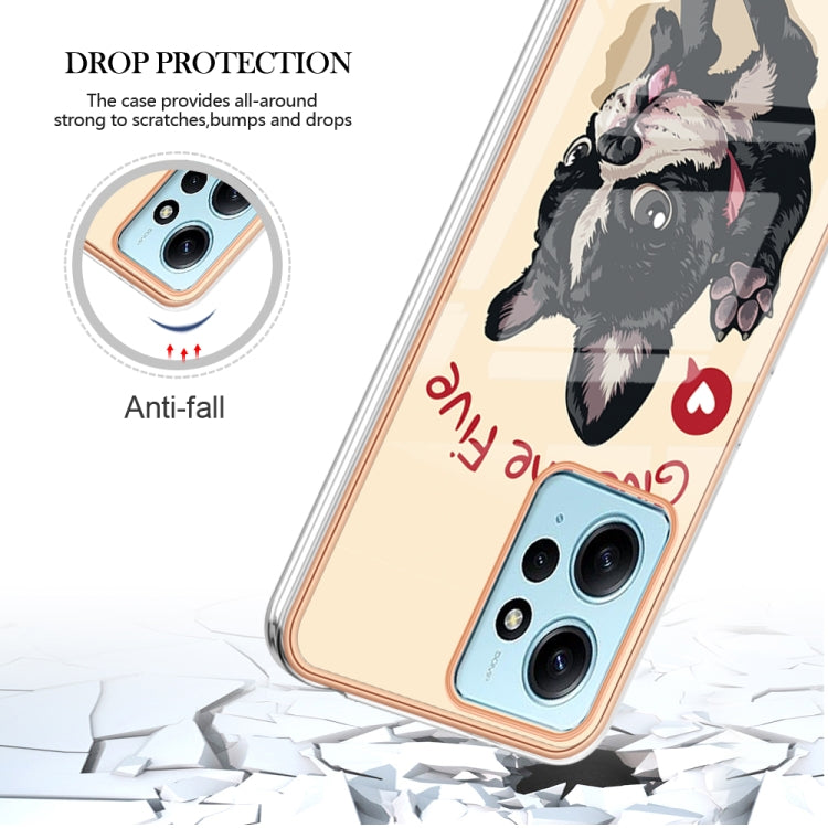 For Xiaomi Redmi Note 12 4G Electroplating Marble Dual-side IMD Phone Case(Lucky Dog) - Xiaomi Cases by PMC Jewellery | Online Shopping South Africa | PMC Jewellery | Buy Now Pay Later Mobicred