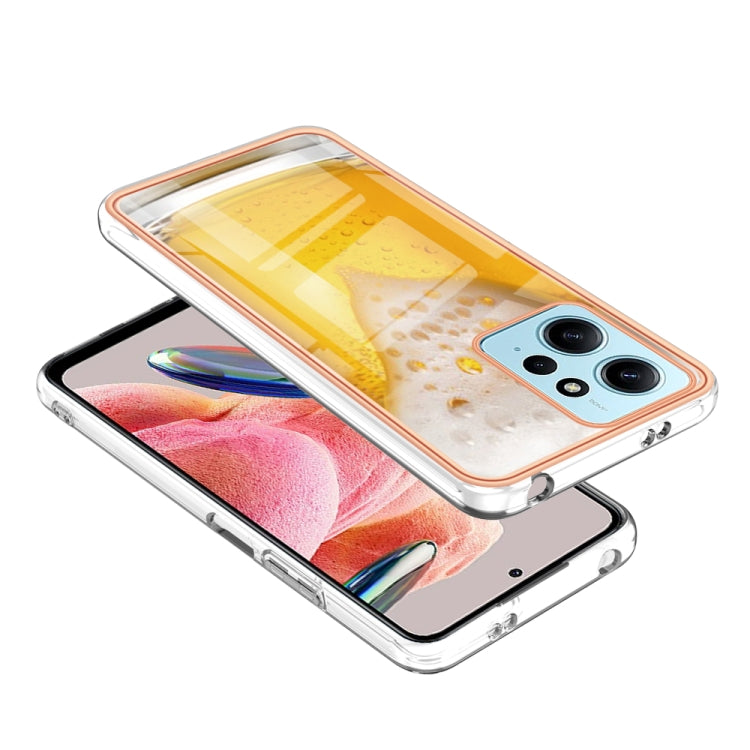 For Xiaomi Redmi Note 12 4G Electroplating Marble Dual-side IMD Phone Case(Draft Beer) - Xiaomi Cases by PMC Jewellery | Online Shopping South Africa | PMC Jewellery | Buy Now Pay Later Mobicred