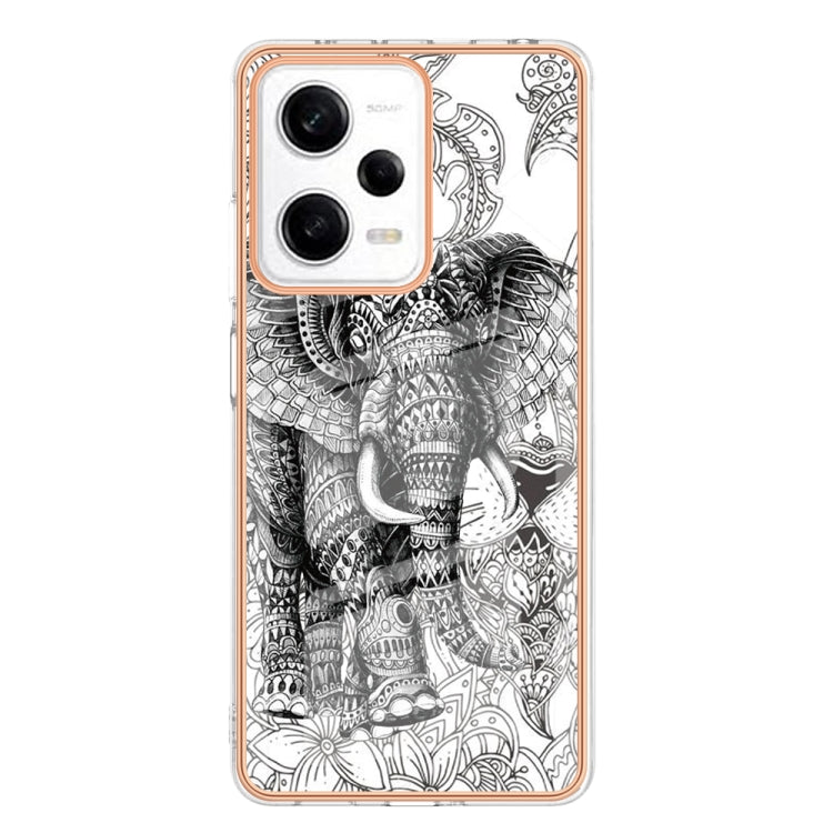 For Xiaomi Redmi Note 12 Pro 5G Global Electroplating Marble Dual-side IMD Phone Case(Totem Elephant) - Xiaomi Cases by PMC Jewellery | Online Shopping South Africa | PMC Jewellery | Buy Now Pay Later Mobicred