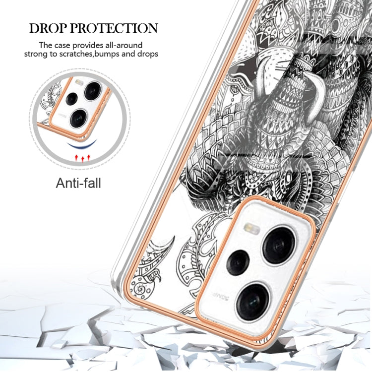 For Xiaomi Redmi Note 12 Pro 5G Global Electroplating Marble Dual-side IMD Phone Case(Totem Elephant) - Xiaomi Cases by PMC Jewellery | Online Shopping South Africa | PMC Jewellery | Buy Now Pay Later Mobicred