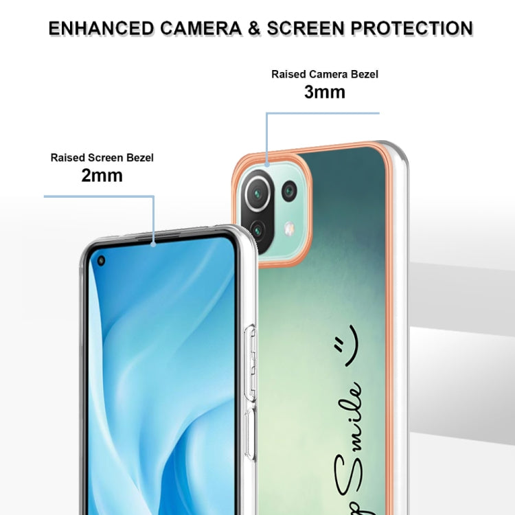 For Xiaomi 11 Lite Electroplating Marble Dual-side IMD Phone Case(Smile) - Xiaomi Cases by PMC Jewellery | Online Shopping South Africa | PMC Jewellery | Buy Now Pay Later Mobicred