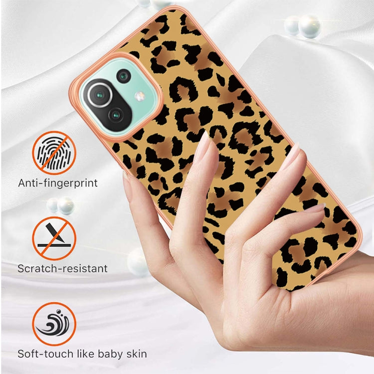 For Xiaomi 11 Lite Electroplating Marble Dual-side IMD Phone Case(Leopard Print) - Xiaomi Cases by PMC Jewellery | Online Shopping South Africa | PMC Jewellery | Buy Now Pay Later Mobicred