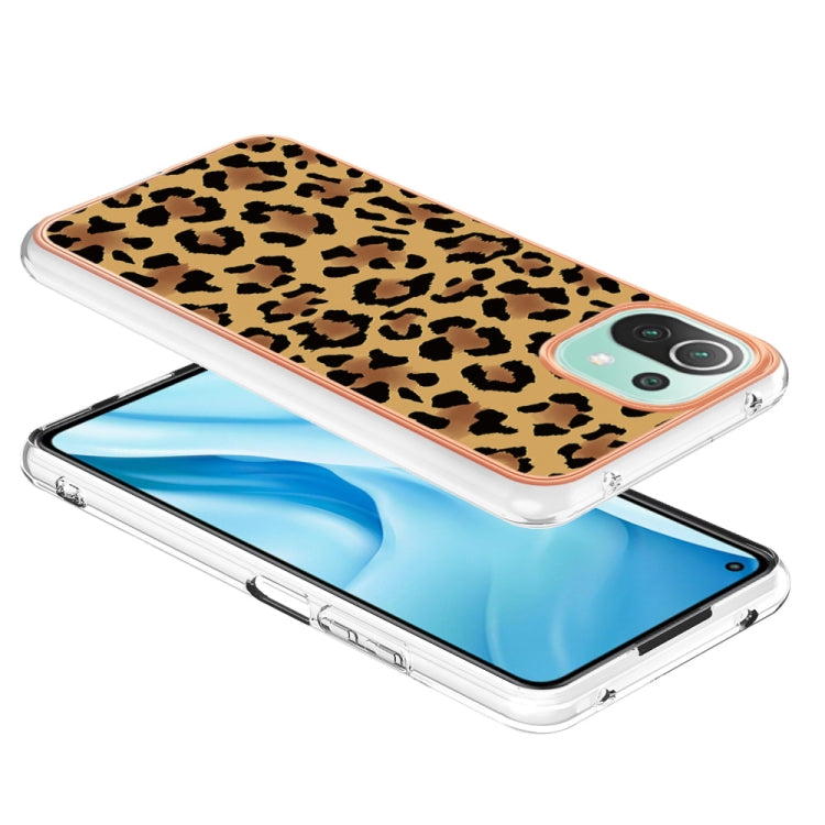 For Xiaomi 11 Lite Electroplating Marble Dual-side IMD Phone Case(Leopard Print) - Xiaomi Cases by PMC Jewellery | Online Shopping South Africa | PMC Jewellery | Buy Now Pay Later Mobicred