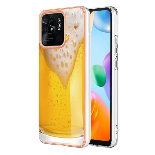 For Xiaomi Redmi 10C Electroplating Marble Dual-side IMD Phone Case(Draft Beer) - Xiaomi Cases by PMC Jewellery | Online Shopping South Africa | PMC Jewellery | Buy Now Pay Later Mobicred