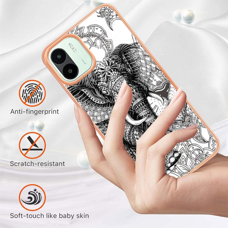 For Xiaomi Redmi A1 Electroplating Marble Dual-side IMD Phone Case(Totem Elephant) - Xiaomi Cases by PMC Jewellery | Online Shopping South Africa | PMC Jewellery | Buy Now Pay Later Mobicred