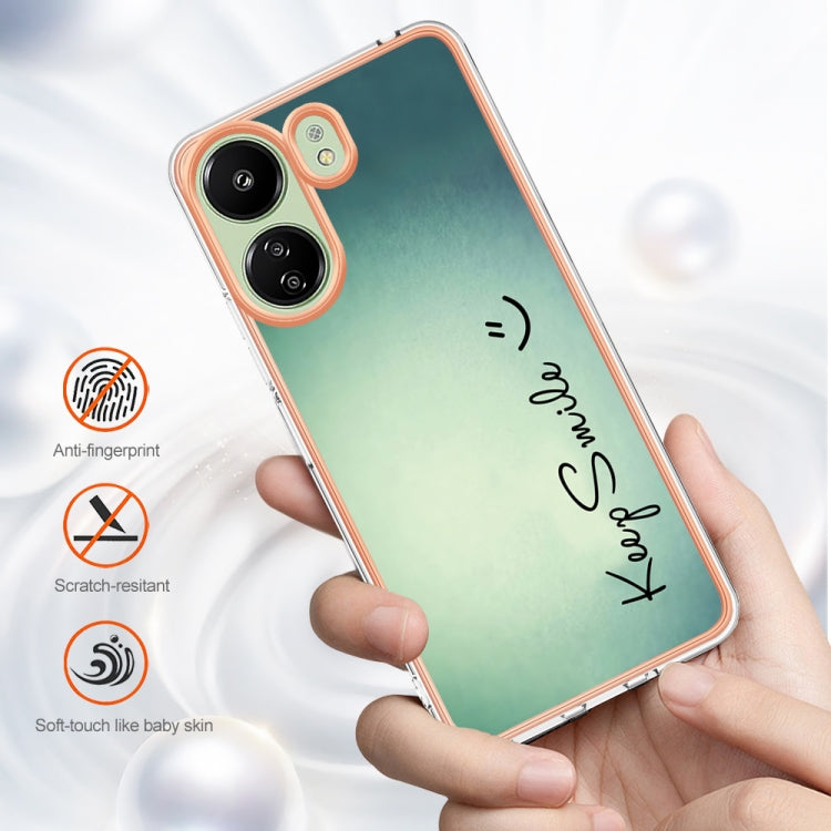For Xiaomi Redmi 13C 4G Electroplating Marble Dual-side IMD Phone Case(Smile) - 13C Cases by PMC TechLife | Online Shopping South Africa | PMC TechLife | Buy Now Pay Later Mobicred