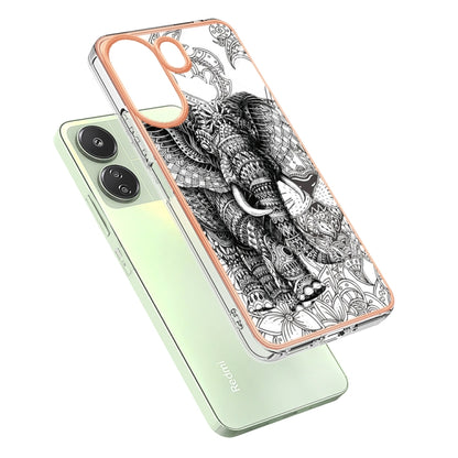 For Xiaomi Redmi 13C 4G Electroplating Marble Dual-side IMD Phone Case(Totem Elephant) - 13C Cases by PMC Jewellery | Online Shopping South Africa | PMC Jewellery | Buy Now Pay Later Mobicred