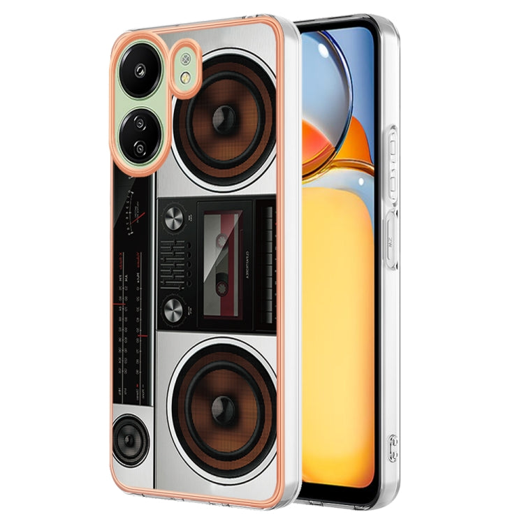 For Xiaomi Redmi 13C 4G Electroplating Marble Dual-side IMD Phone Case(Retro Radio) - 13C Cases by PMC Jewellery | Online Shopping South Africa | PMC Jewellery | Buy Now Pay Later Mobicred