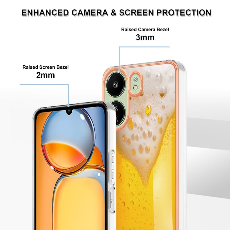 For Xiaomi Redmi 13C 4G Electroplating Marble Dual-side IMD Phone Case(Draft Beer) - 13C Cases by PMC Jewellery | Online Shopping South Africa | PMC Jewellery | Buy Now Pay Later Mobicred