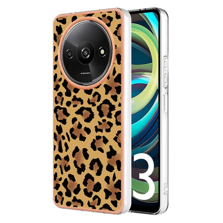 For Xiaomi Redmi A3 Electroplating Marble Dual-side IMD Phone Case(Leopard Print) - Xiaomi Cases by PMC TechLife | Online Shopping South Africa | PMC TechLife | Buy Now Pay Later Mobicred