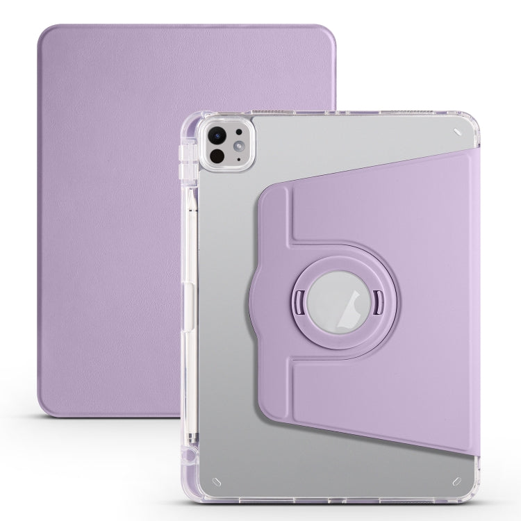 For iPad Pro 11 2024 Clear Acrylic 360 Rotation Detachable Leather Tablet Case(Light Purple) - iPad Pro 11 2024 Cases by PMC TechLife | Online Shopping South Africa | PMC TechLife | Buy Now Pay Later Mobicred