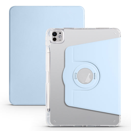 For iPad Pro 13 2024 Clear Acrylic 360 Rotation Detachable Leather Tablet Case(Ice Blue) - iPad Pro 13 2024 Cases by PMC Jewellery | Online Shopping South Africa | PMC Jewellery | Buy Now Pay Later Mobicred