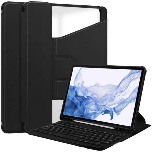 For Samsung Galaxy Tab S9 360 Rotation Transparent Smart Leather Case with Keyboard(Black) - Galaxy Tab S9 Cases by PMC Jewellery | Online Shopping South Africa | PMC Jewellery | Buy Now Pay Later Mobicred